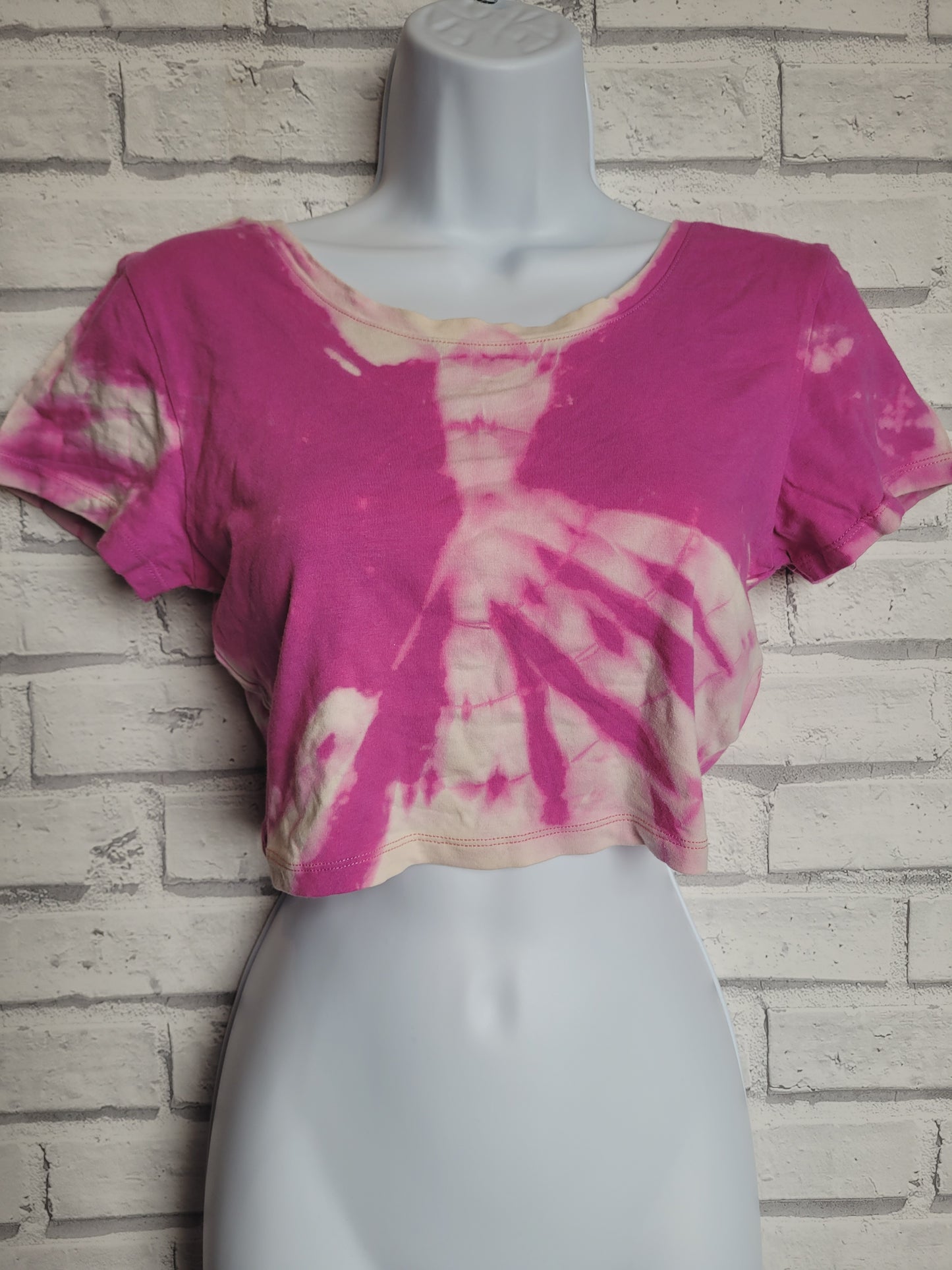 Tie Dye Cropped Top Pink & White size 16
