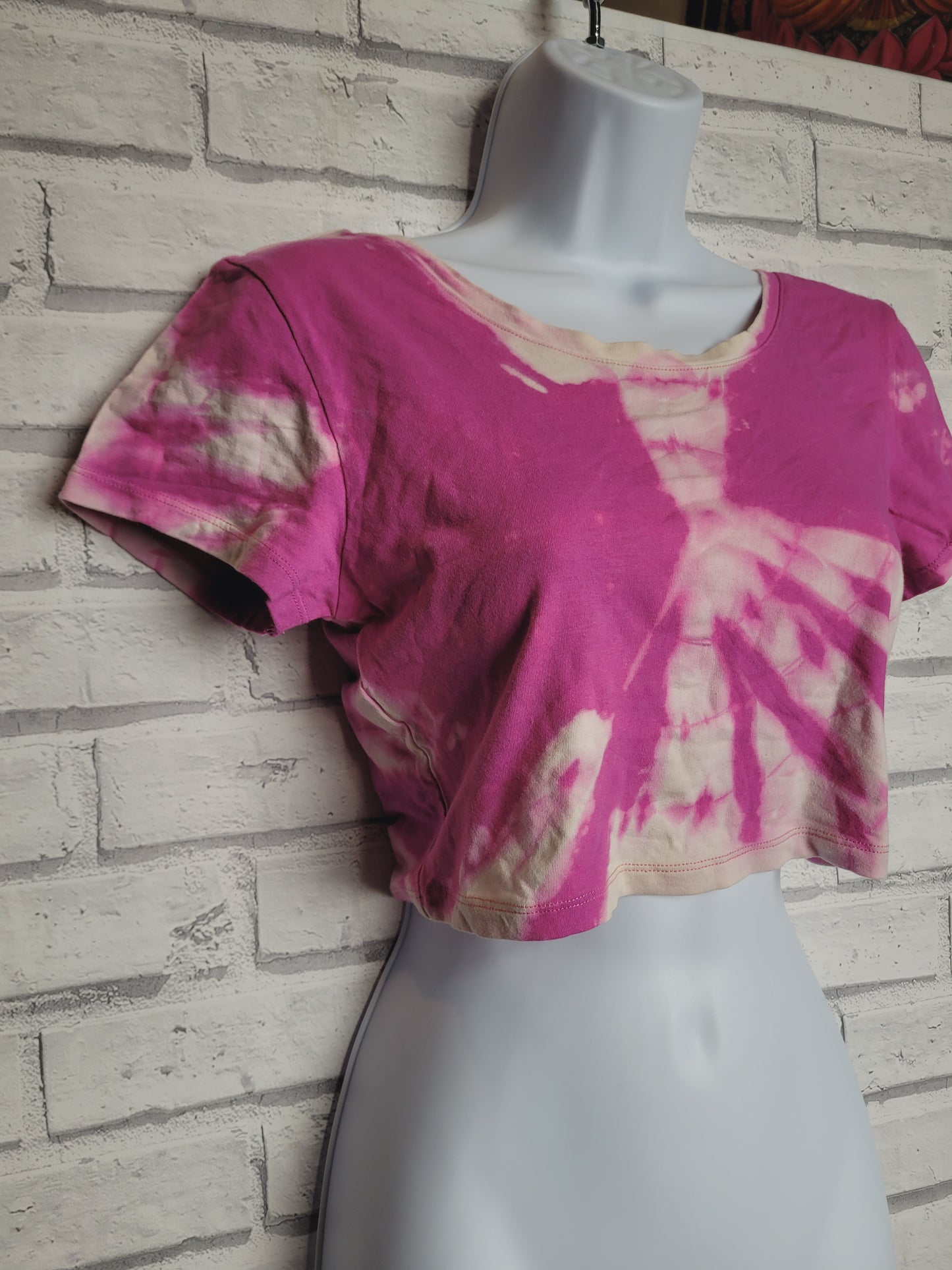 Tie Dye Cropped Top Pink & White size 16