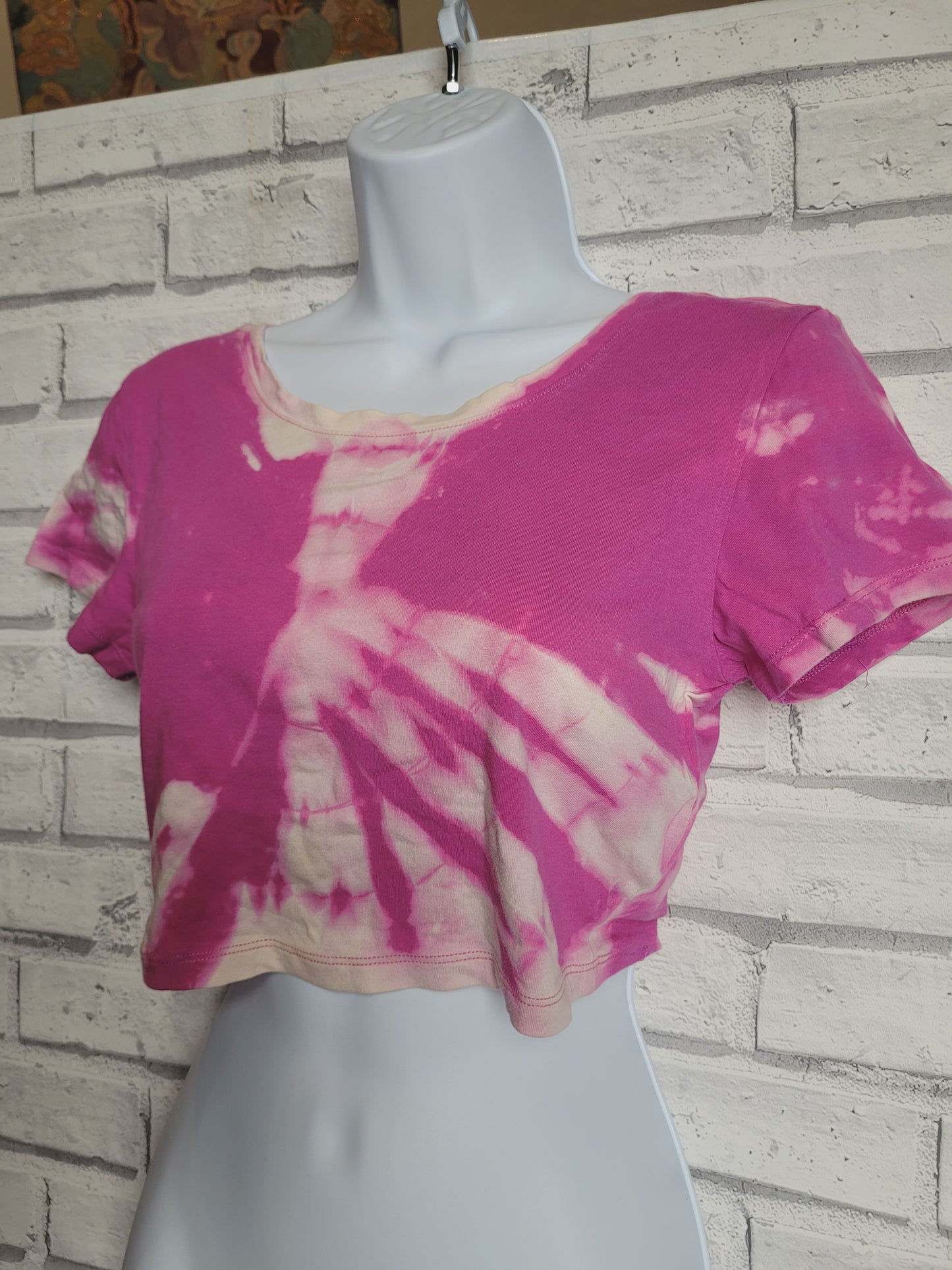 Tie Dye Cropped Top Pink & White size 16