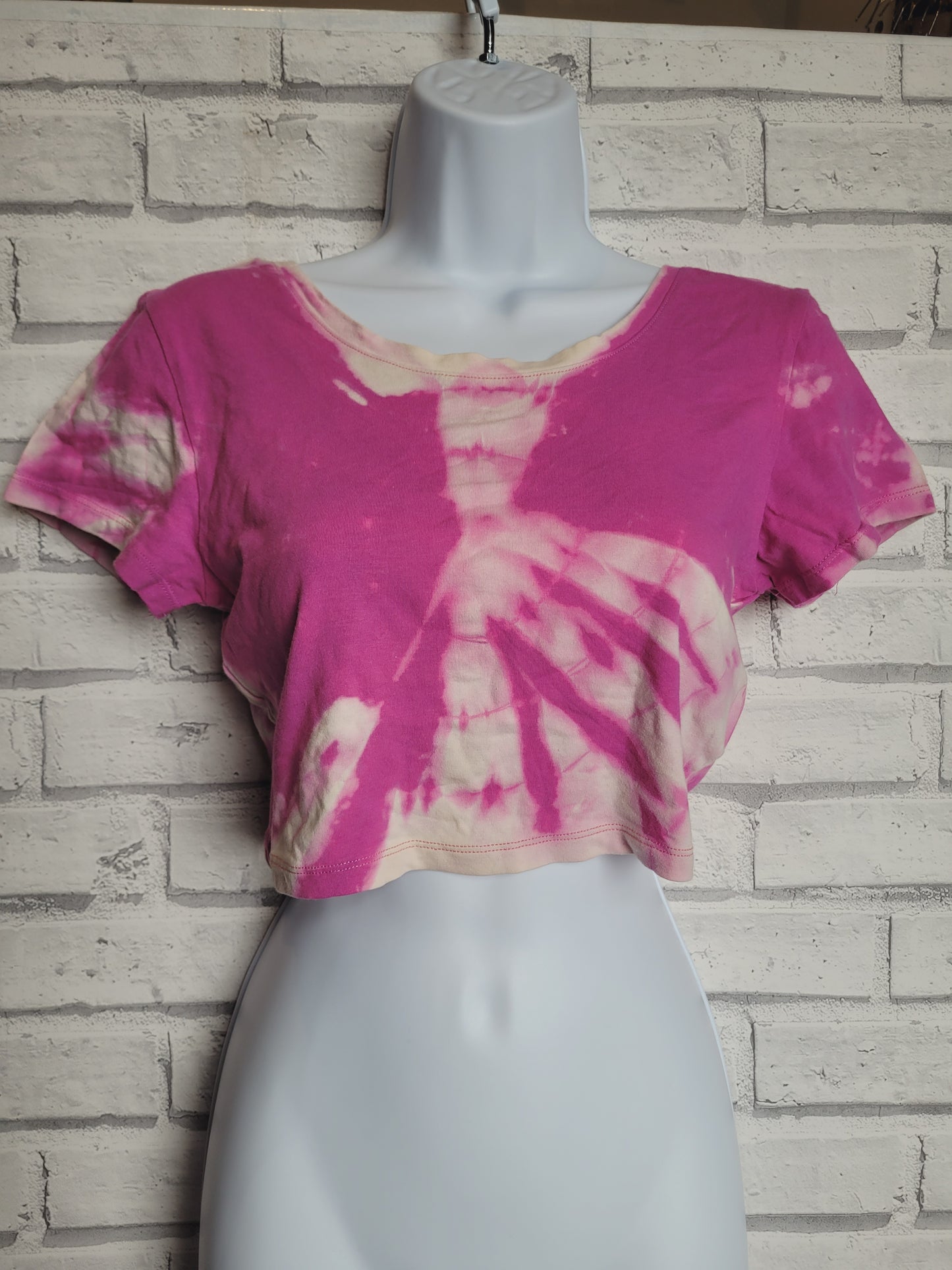 Tie Dye Cropped Top Pink & White size 16
