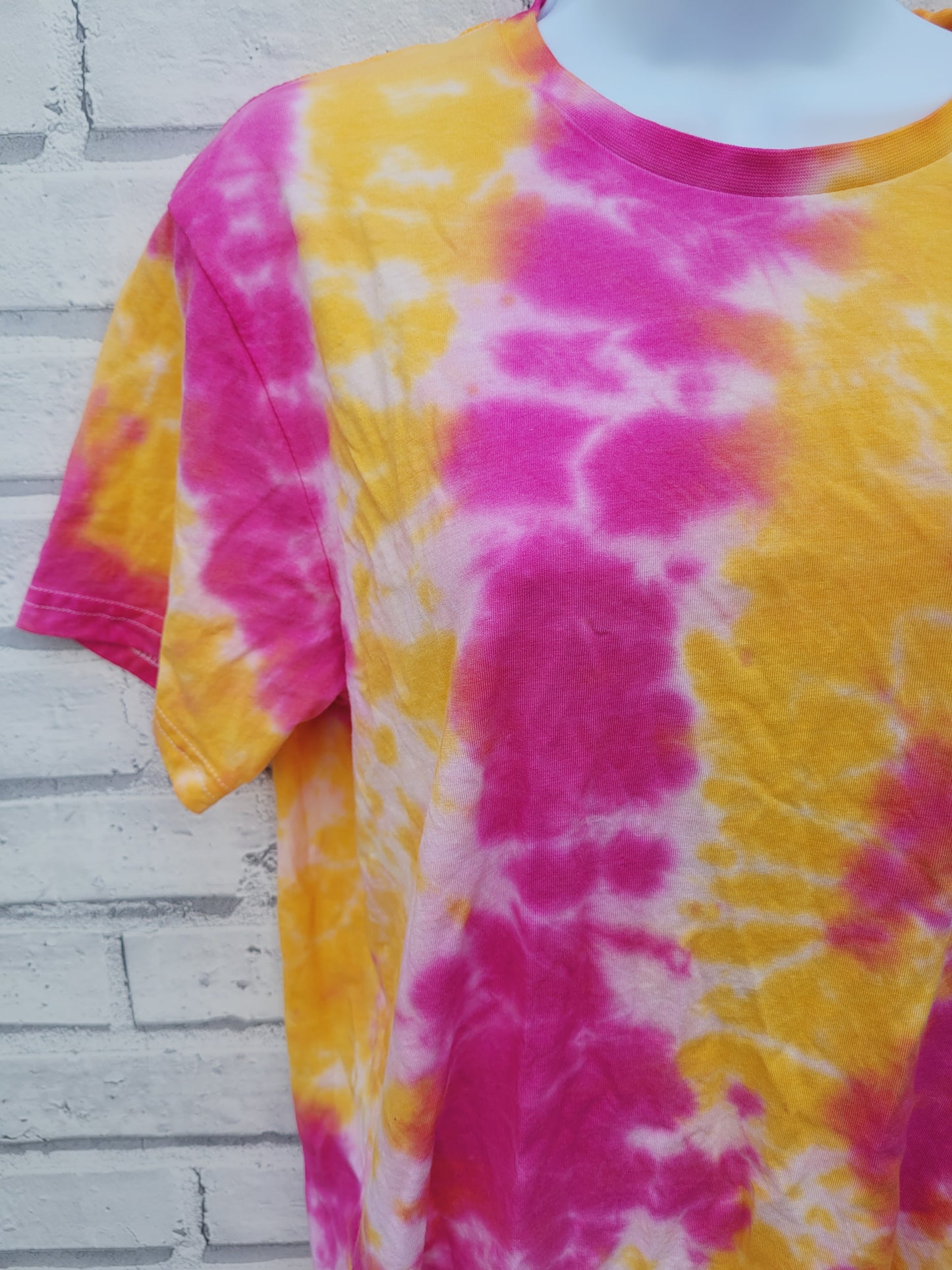 Pink & Yellow Scrunch Tie Dye T-shirt in Organic Cotton