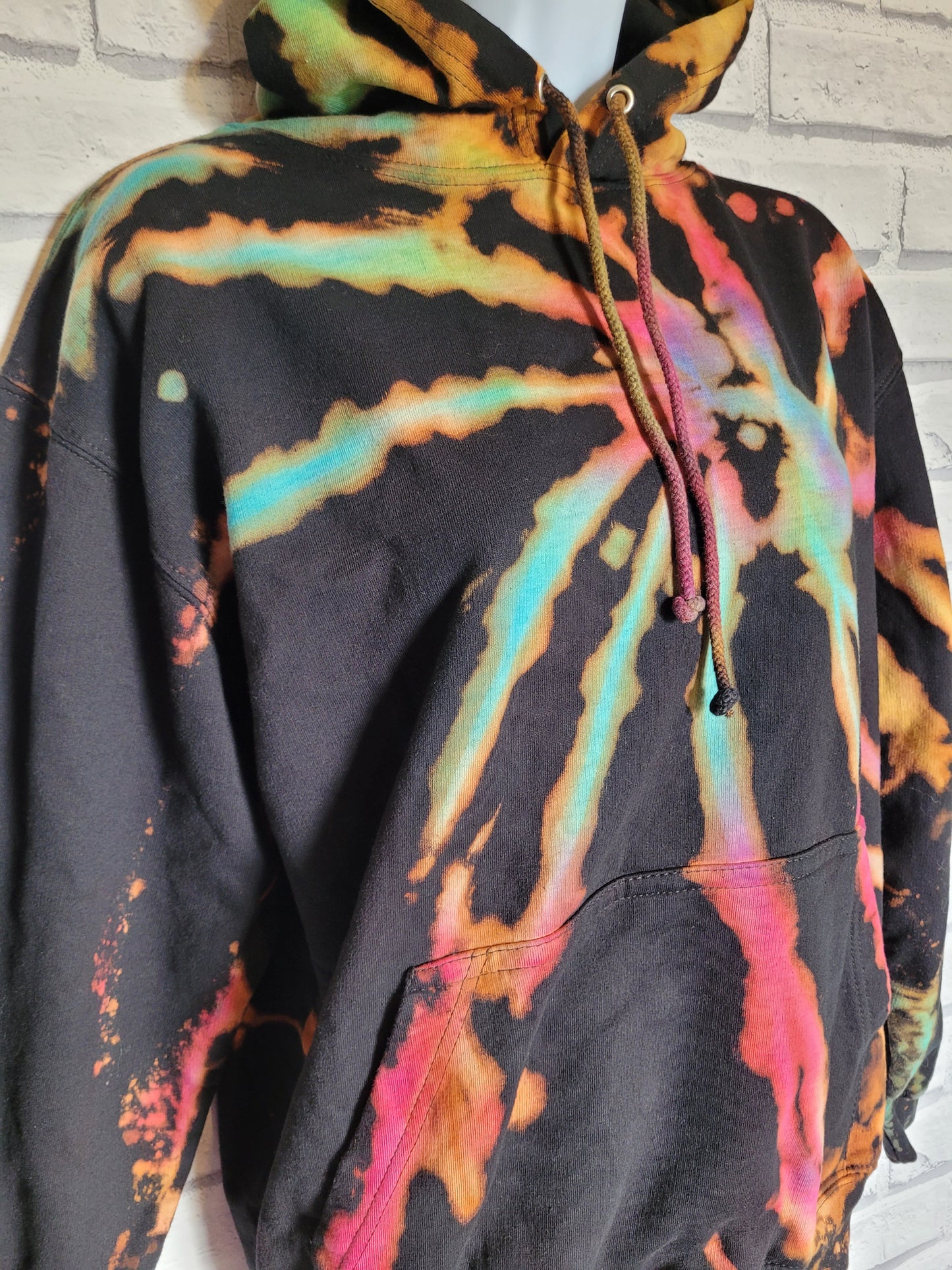 Rainbow Bleach Hoodie UK Hand Dyed Unisex