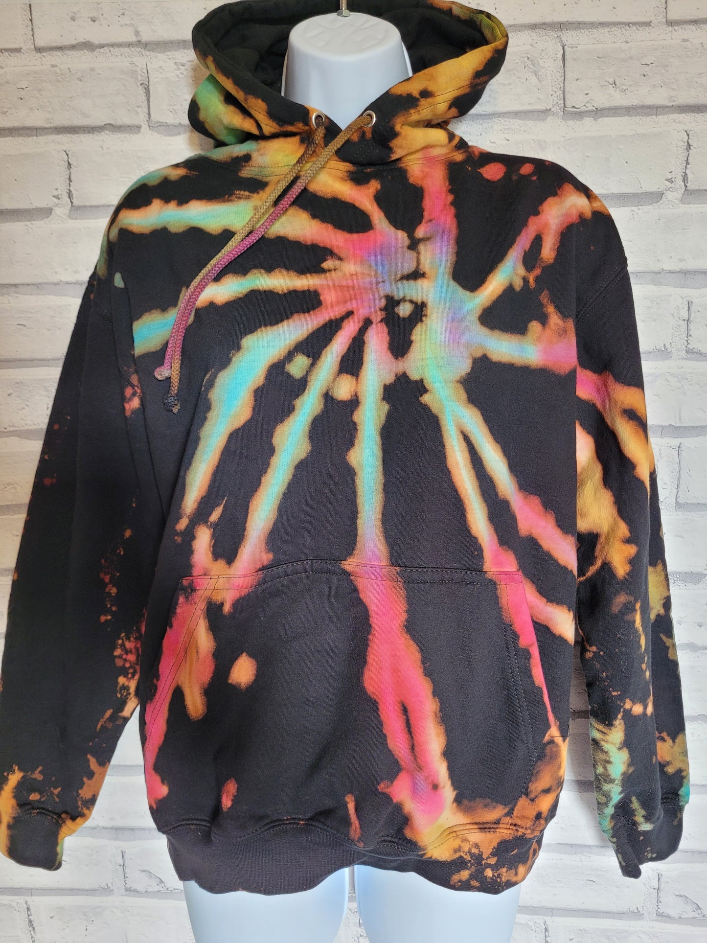 Rainbow Bleach Hoodie UK Hand Dyed Unisex
