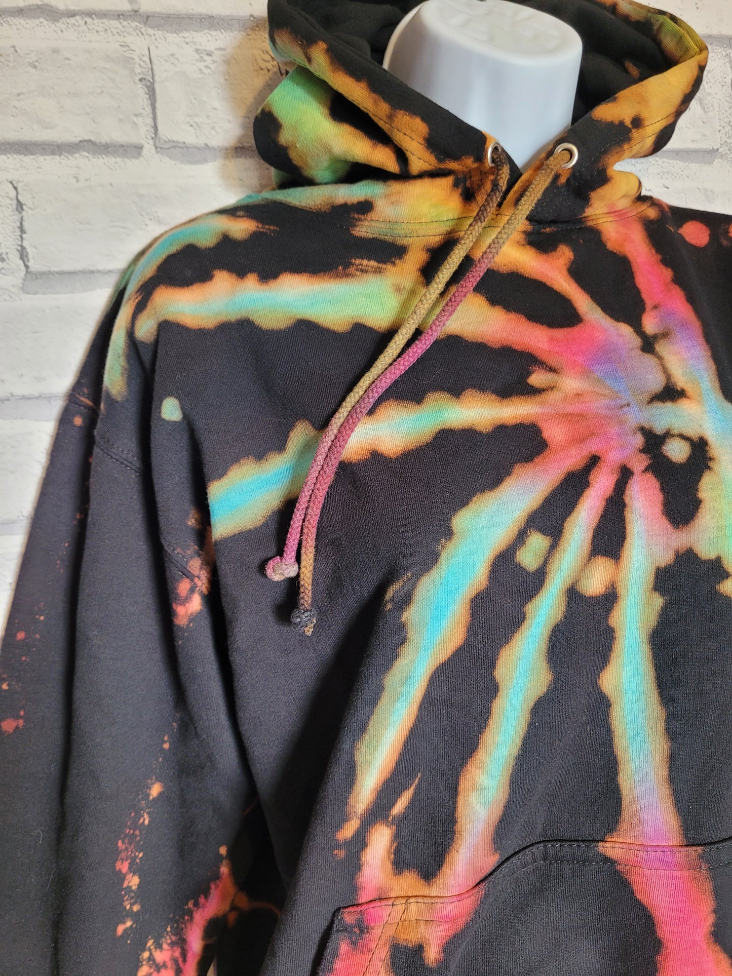 Rainbow Bleach Hoodie UK Hand Dyed Unisex