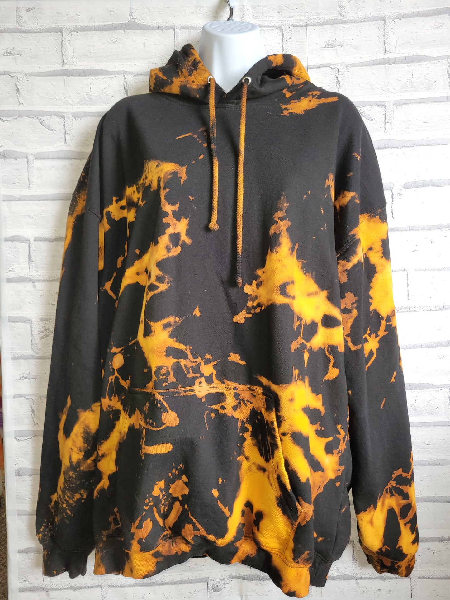 Yellow & Black Hoodie | Bleach Tie Dye |Unisex Winter Fashion | Vegan Dyes
