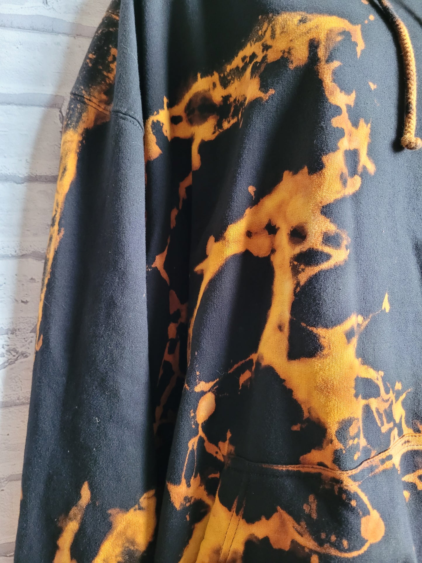 Bleached Tie Dye Hoodie Black & Yellow