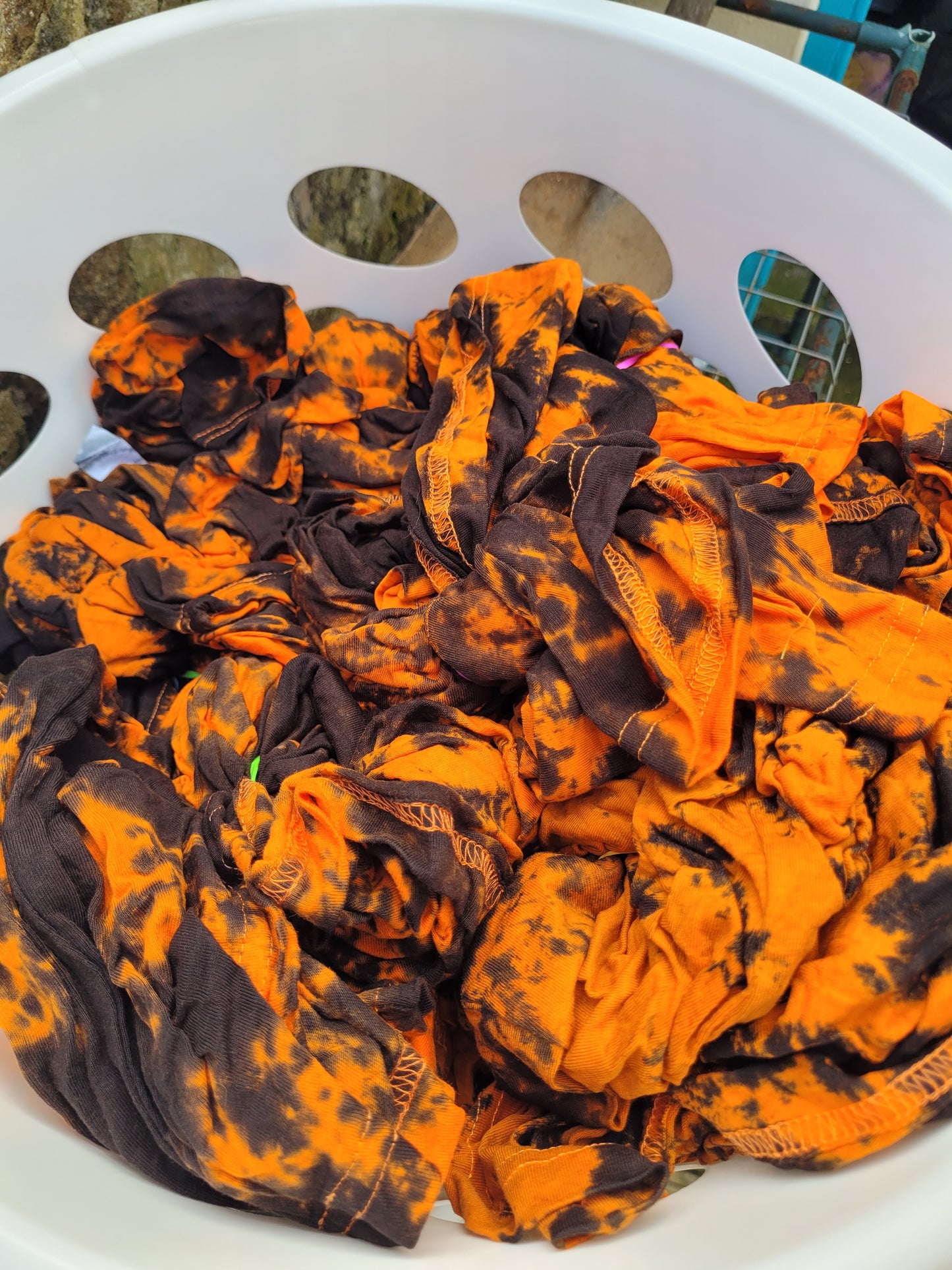 NEW for Halloween Orange & Black Scrunch Tie Dye T-shirt