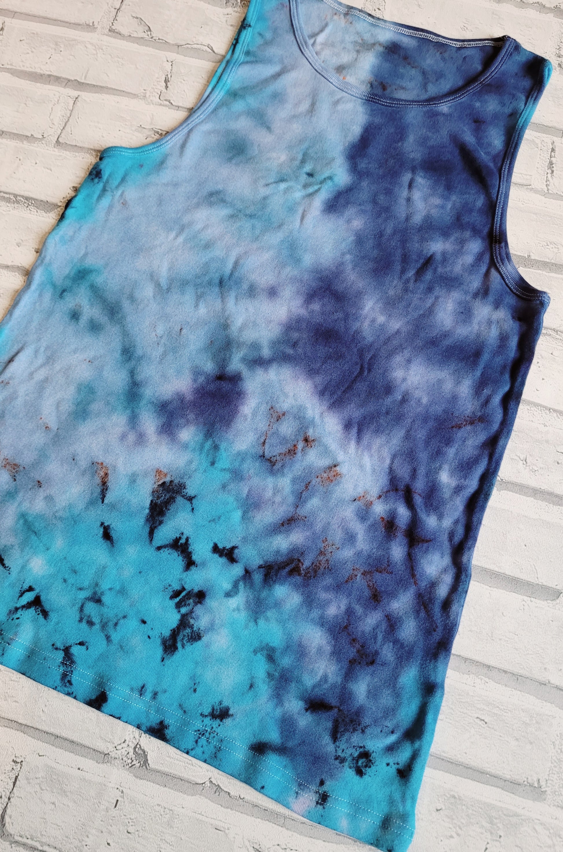 Blue Tie Dye Mens Underwear Set | Vest & Boxer Shorts | size M