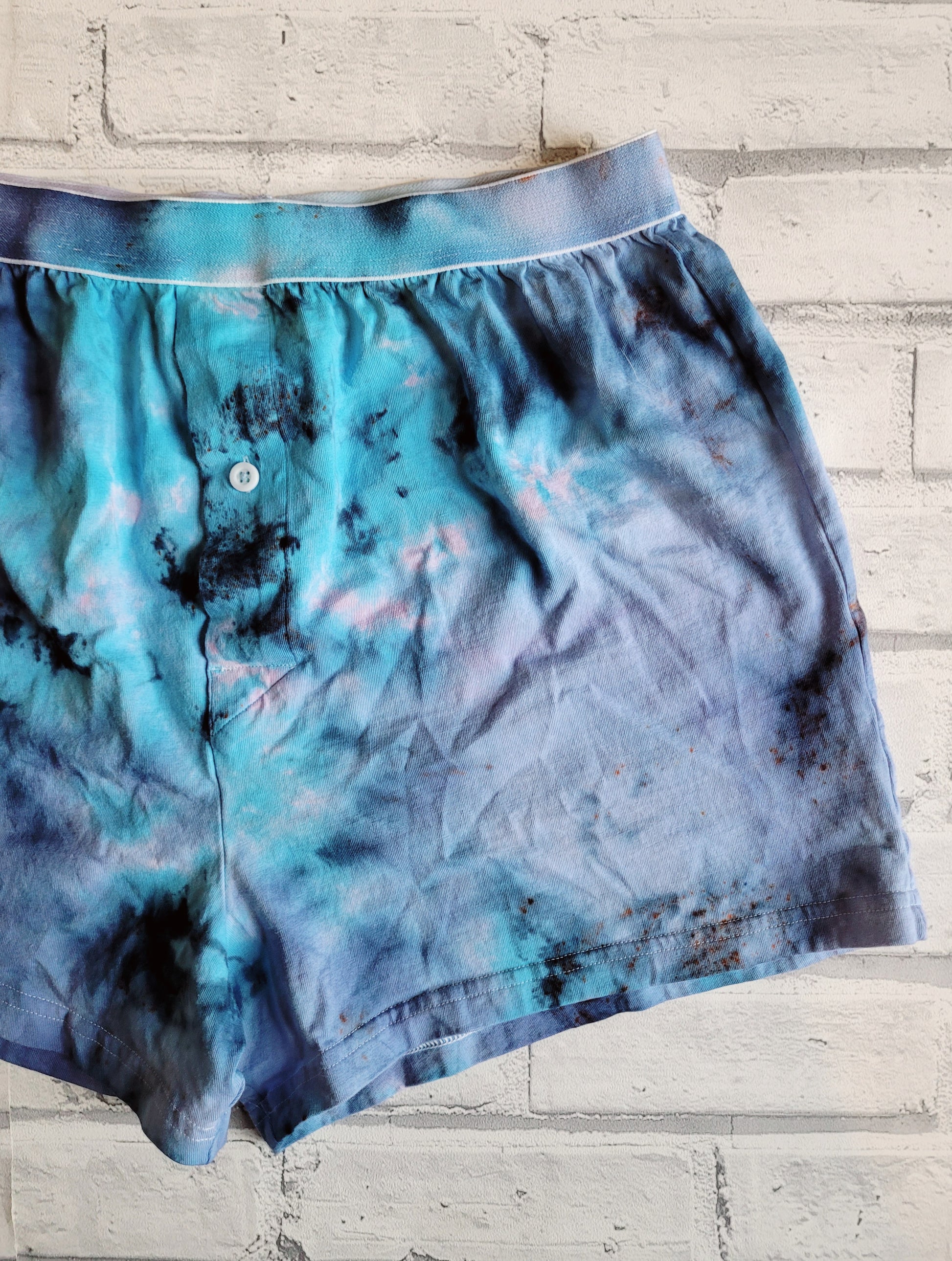 Blue Tie Dye Mens Underwear Set | Vest & Boxer Shorts | size M