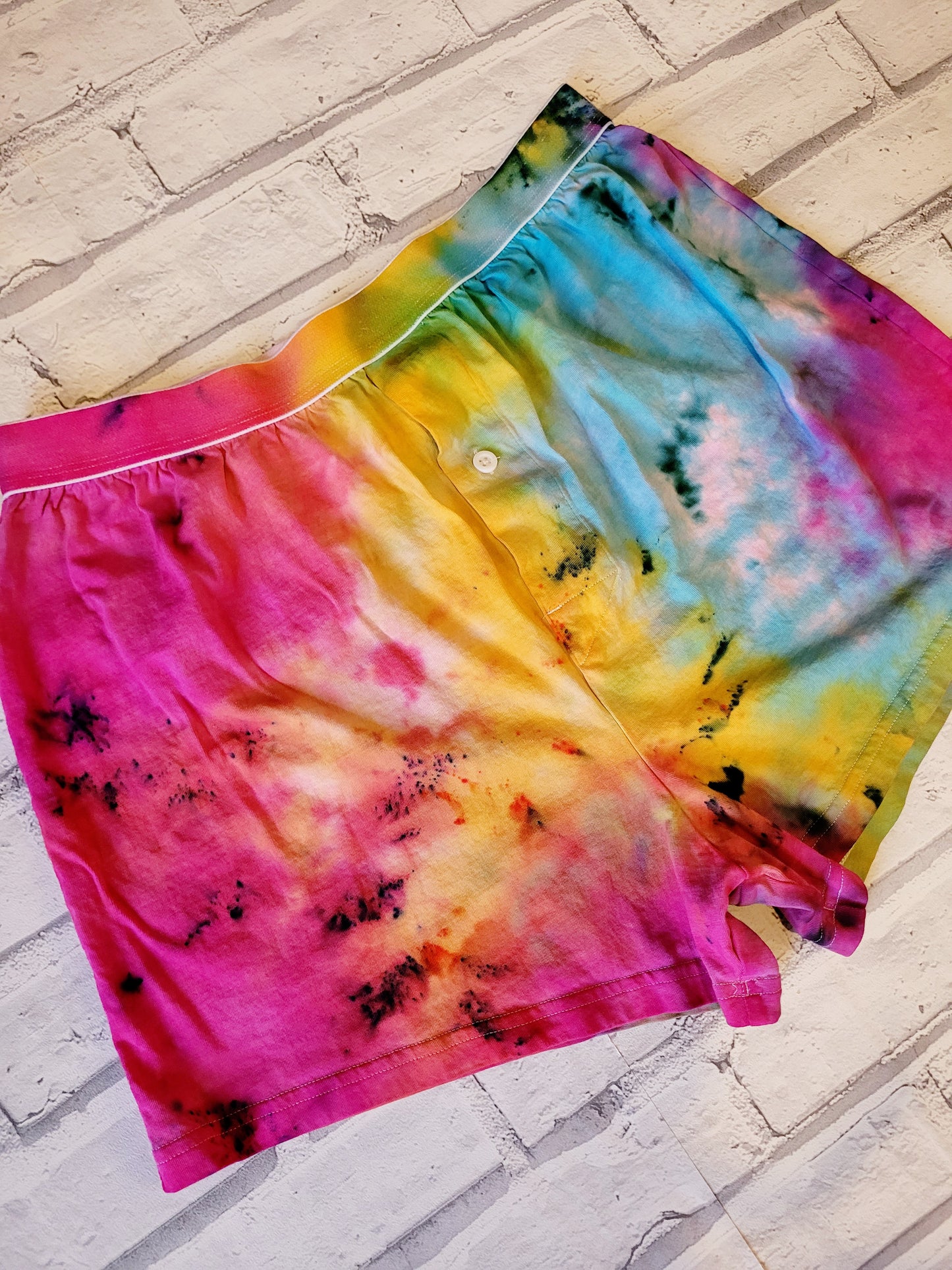 Pink Yellow Blue Tie Dye Men's Boxers M