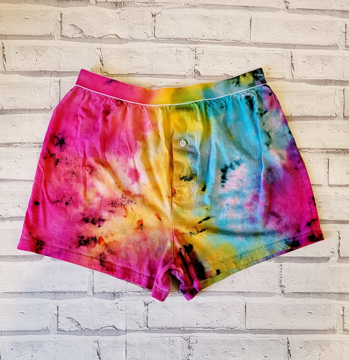 Pink Yellow Blue Tie Dye Men's Boxers M