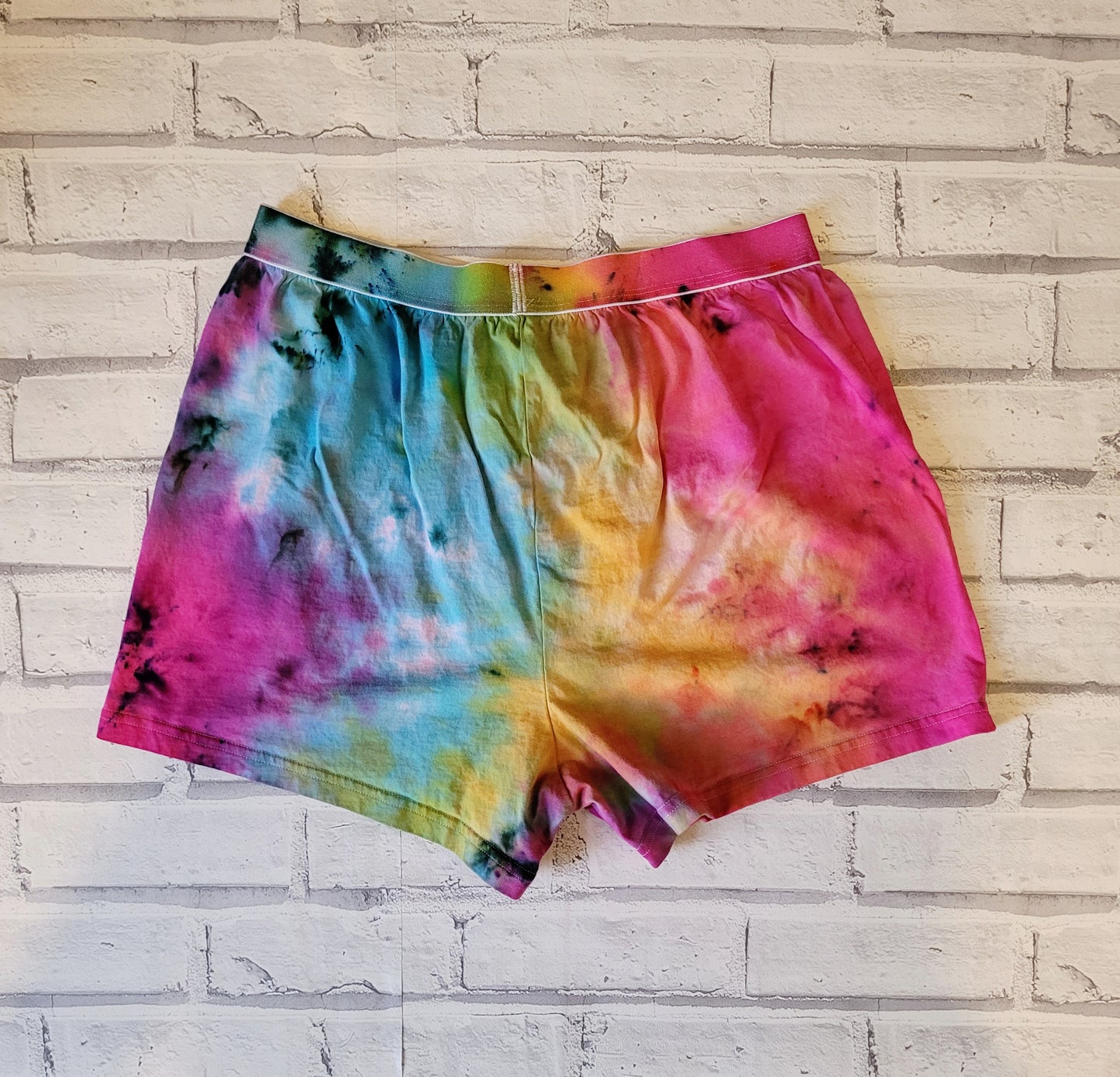 Pink Yellow Blue Tie Dye Men's Boxers M