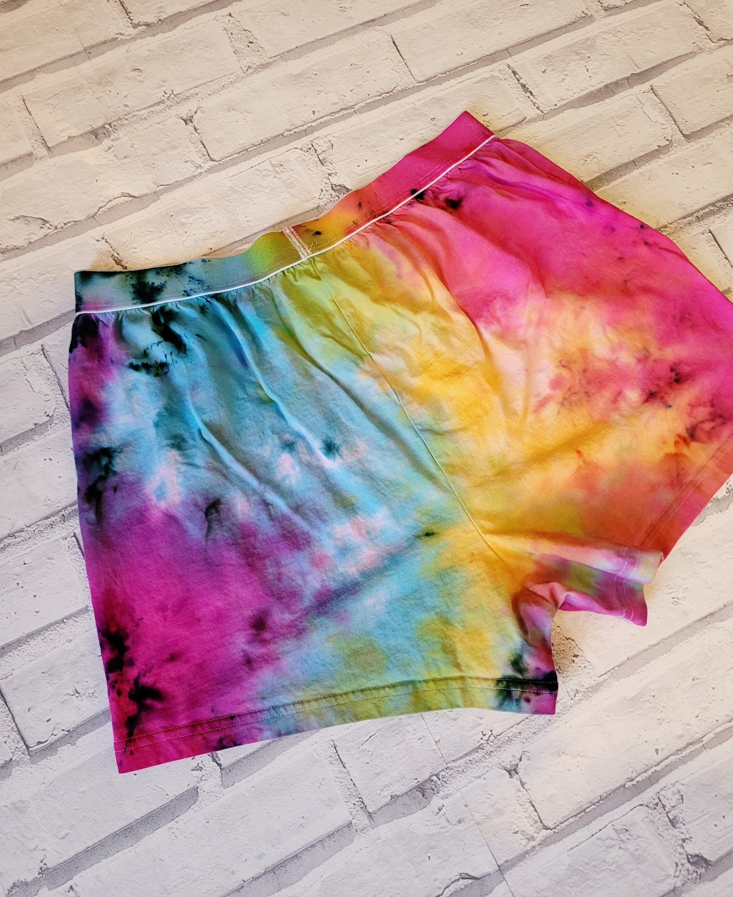 Pink Yellow Blue Tie Dye Men's Boxers M