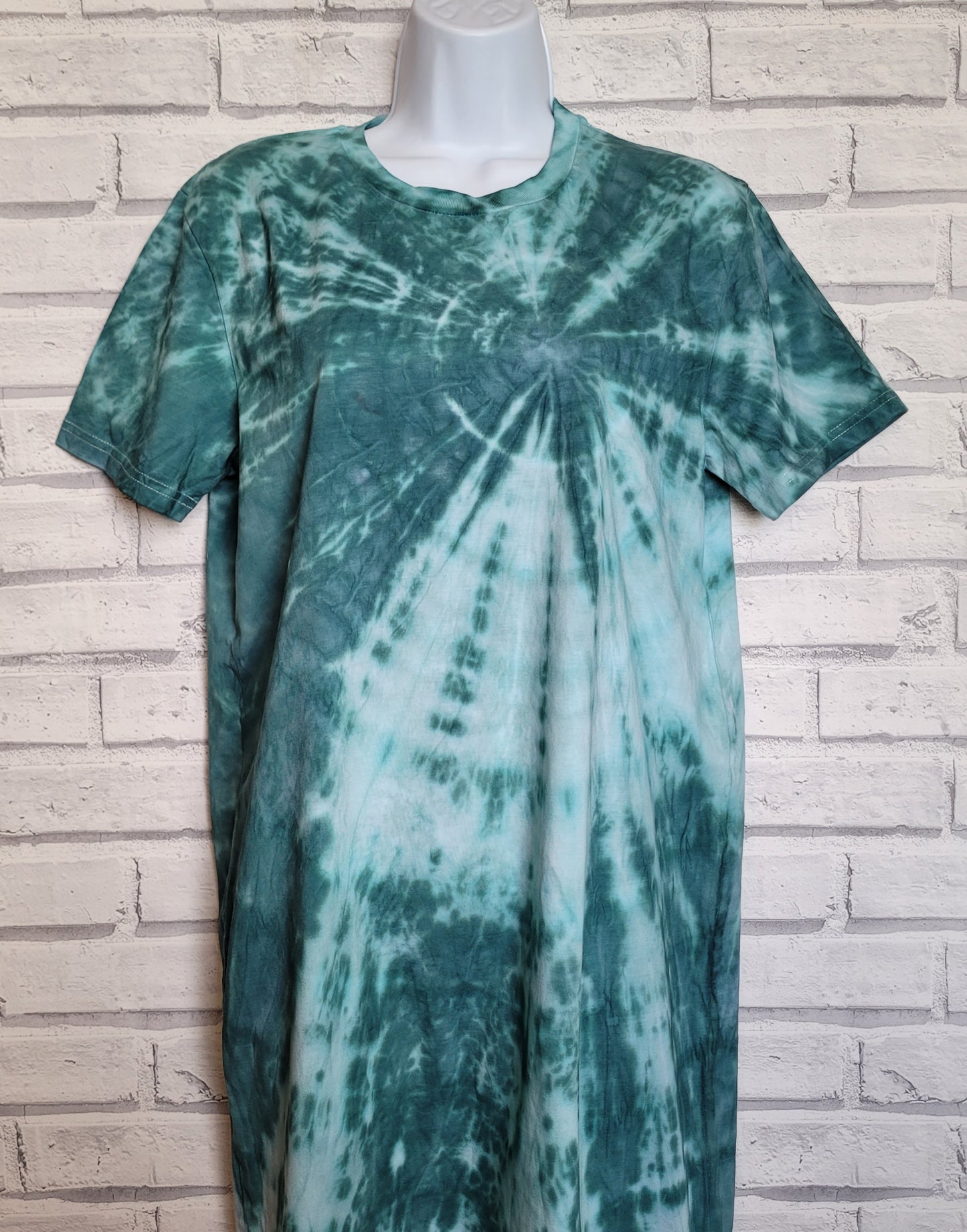 Green Tie Dye Organic Cotton T-shirt Dress to fit size UK 10/12