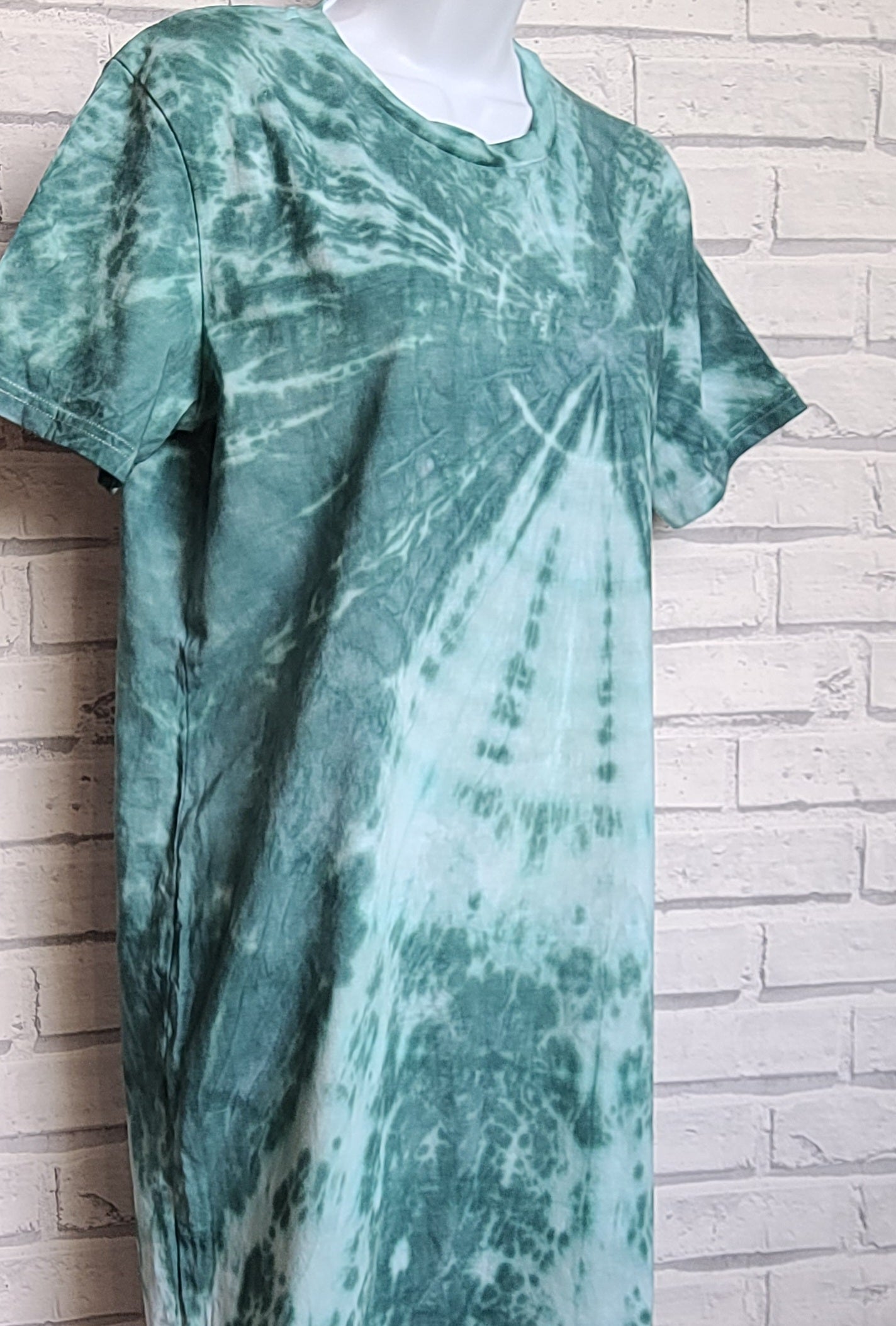 Green Tie Dye Organic Cotton T-shirt Dress to fit size UK 10/12