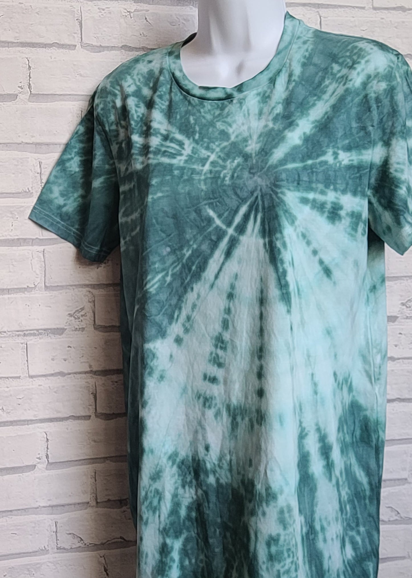 Green Tie Dye Organic Cotton T-shirt Dress to fit size UK 10/12