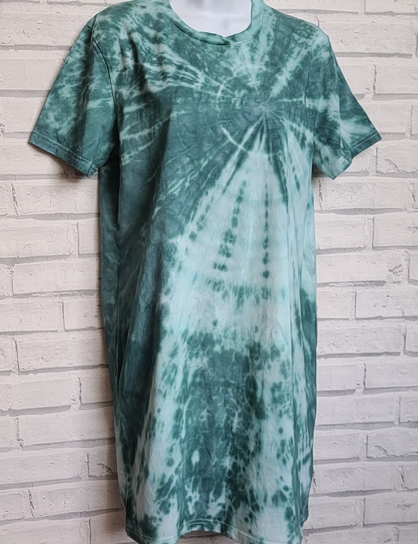 Green Tie Dye Organic Cotton T-shirt Dress to fit size UK 10/12