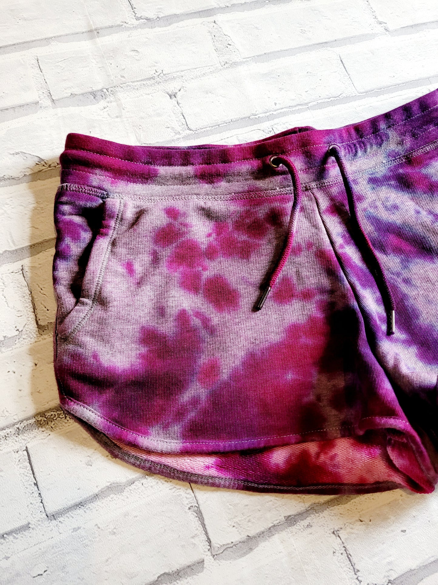 Organic Cotton Tie Dye Yoga Shorts Pink Purple Grey