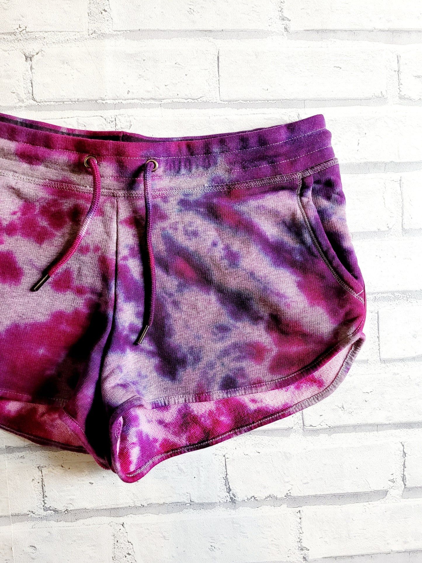 Organic Cotton Tie Dye Yoga Shorts Pink Purple Grey