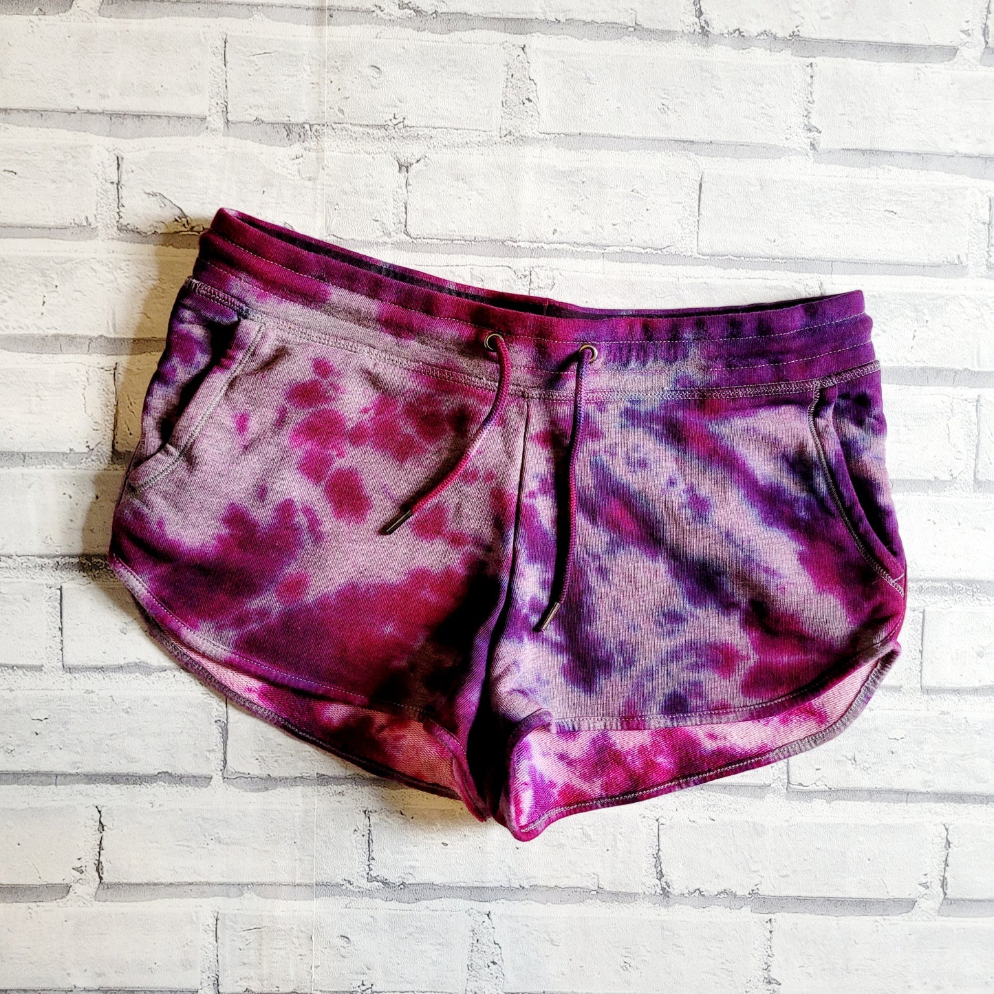 Organic Cotton Tie Dye Yoga Shorts Pink Purple Grey