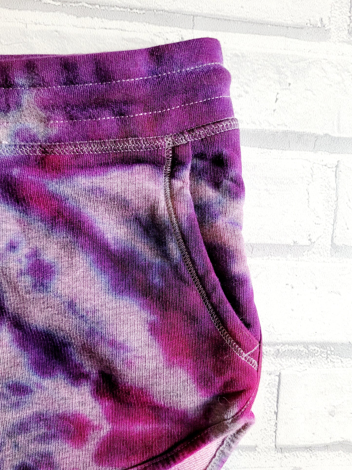 Organic Cotton Tie Dye Yoga Shorts Pink Purple Grey