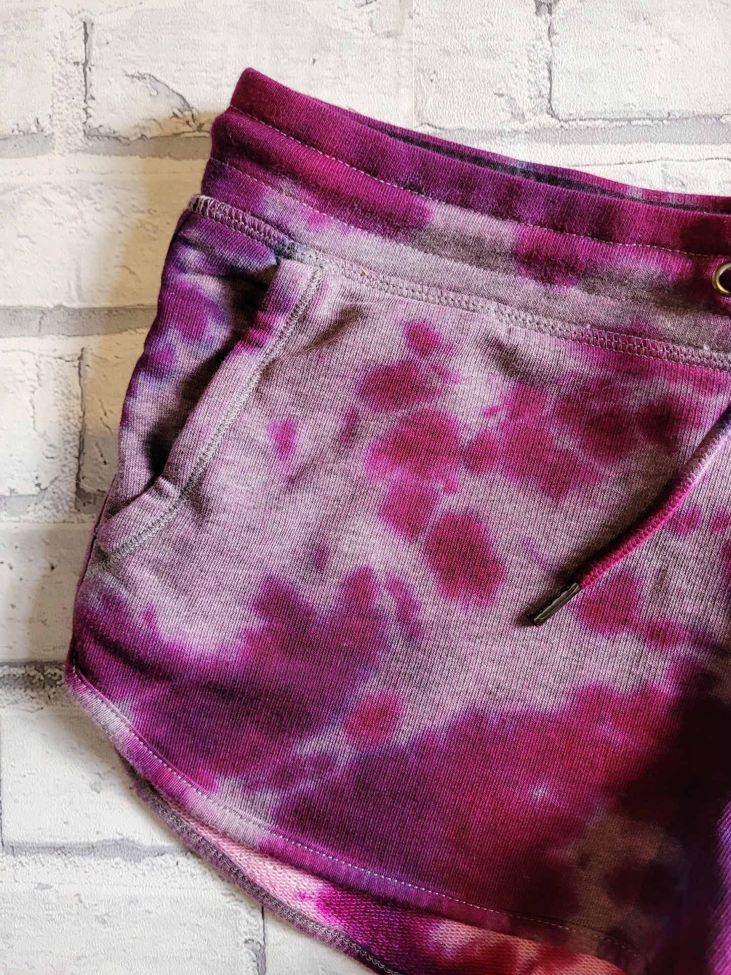 Organic Cotton Tie Dye Yoga Shorts Pink Purple Grey