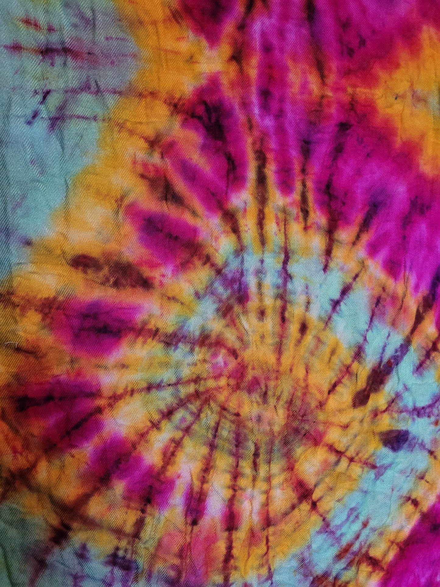 Green, Yellow & Pink Pashmina Tie Dye