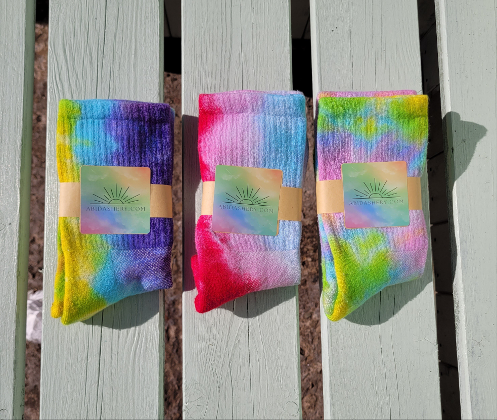 Spring Limited Edition Bamboo Tie Dye Sports Socks Unisex Gift Set (3 pairs)
