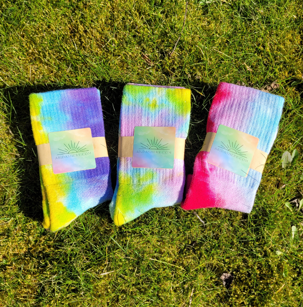 Spring Limited Edition Bamboo Tie Dye Sports Socks Unisex Gift Set (3 pairs)