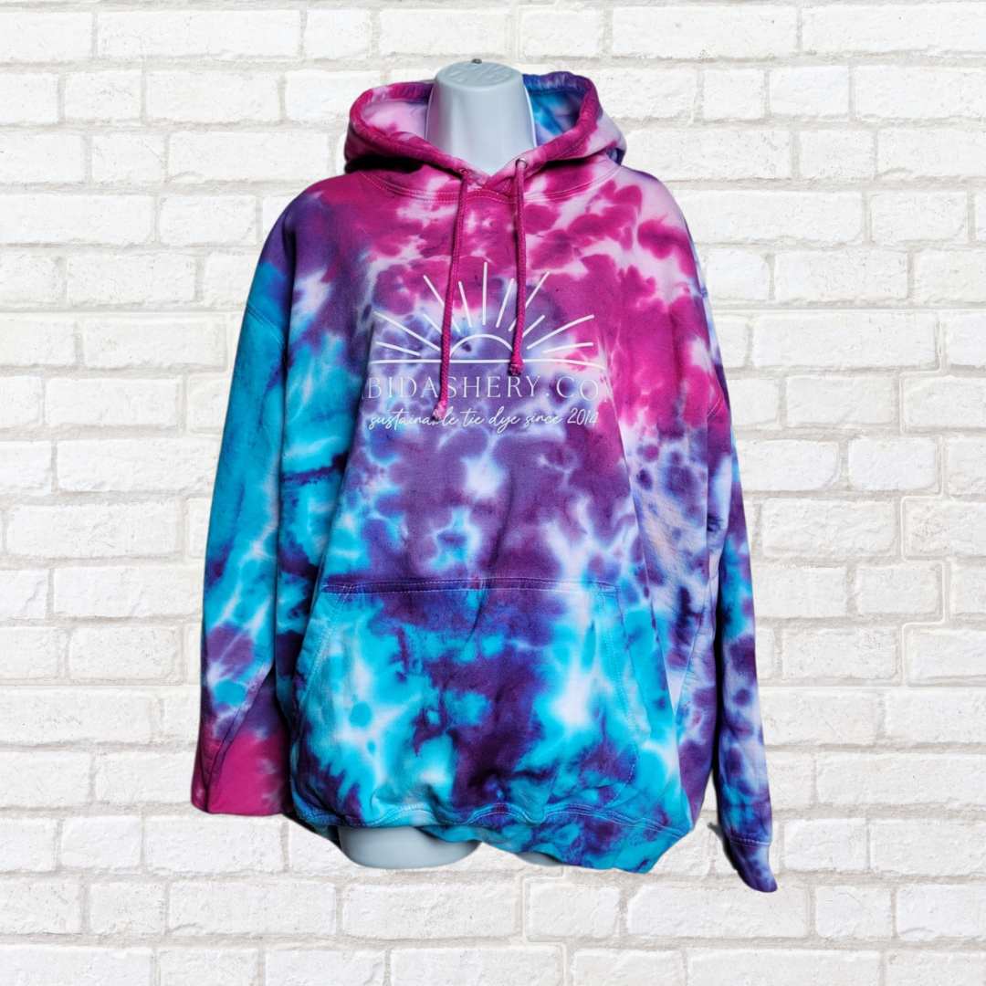 Blue Tie Dye Hoodie Hand Dyed in the UK