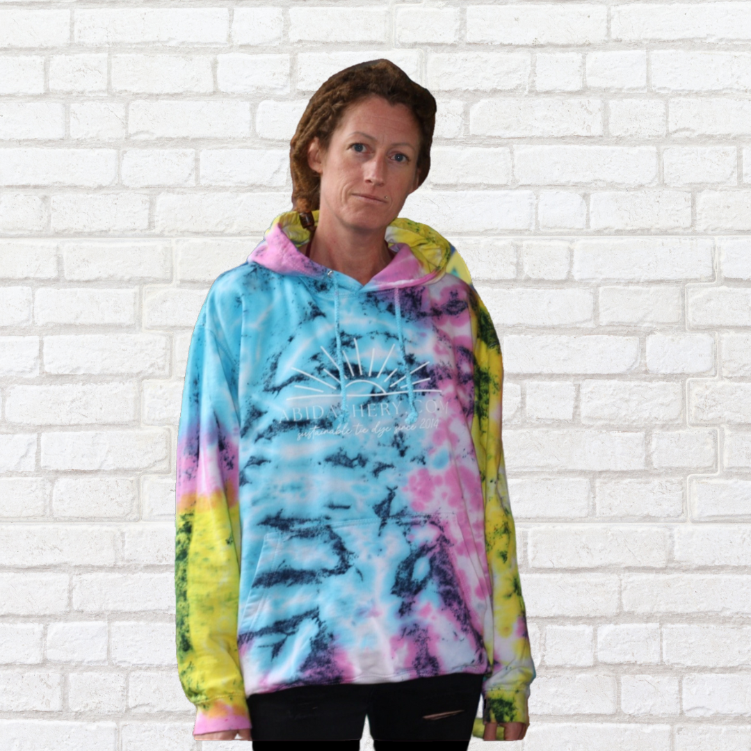 Tie Dye Hoodie Pink Yellow Blue Organic Cotton