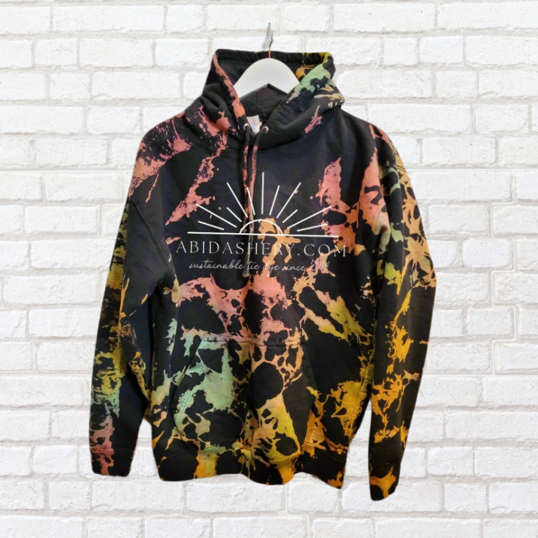 Bleach tie dye black hoodie sales