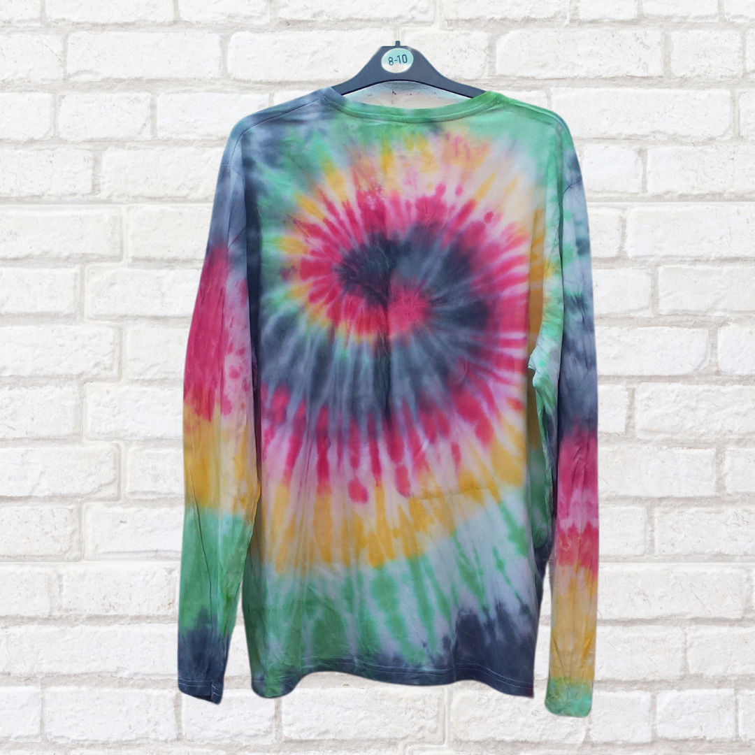 Rasta tie dye long sleeve top size chart | Unisex S–3XL | AbiDashery