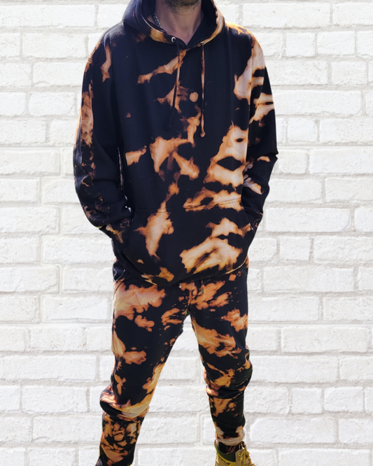 Bleach Dye Tracksuit | Jogger Pants & Hoodie | Organic Cotton Unisex Sportswear