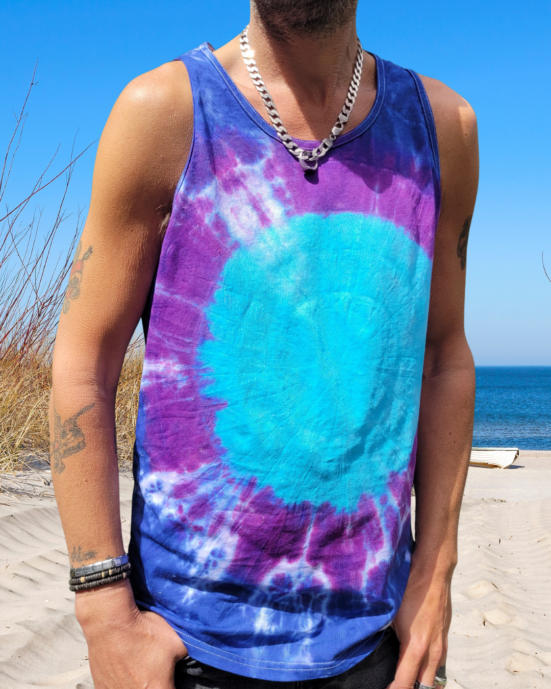 Beach Vibes | Tie Dye Tank Top | Blue & Purple | Organic Cotton