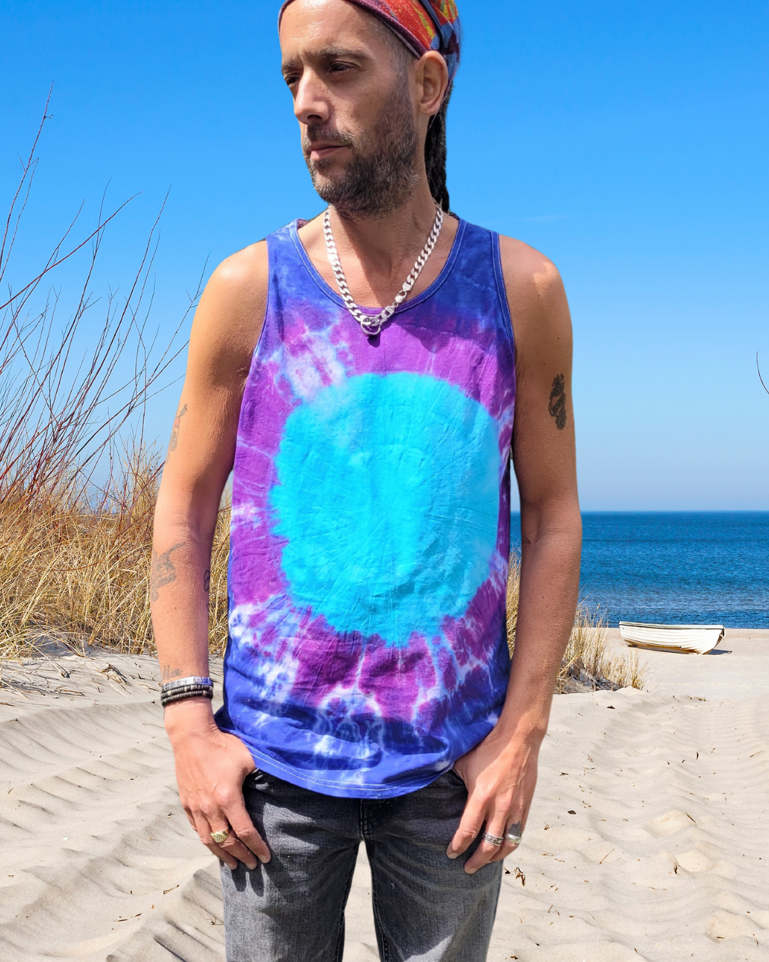 Beach Vibes | Tie Dye Tank Top | Blue & Purple | Organic Cotton