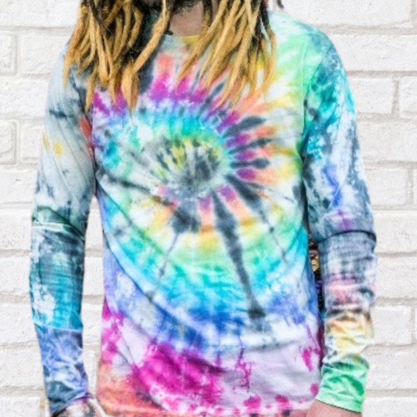 Rainbow & black tie dye long sleeve top | Festival & layering wear | AbiDashery