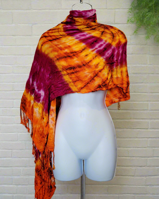 Orange & Pink Pashmina Tie Dye | Bohemian Summer Fashion