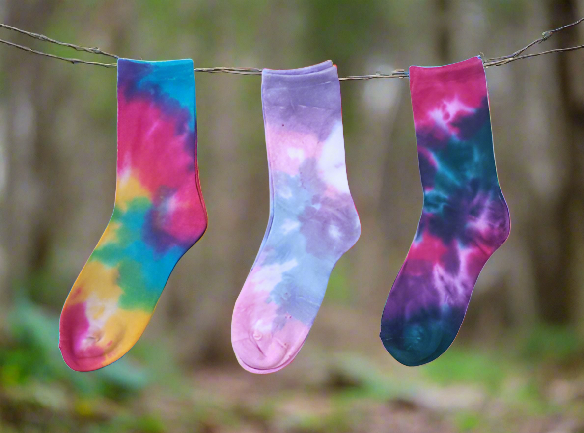 Hippie Tie Dye Bamboo Ankle Socks Gift Set (3 pairs)