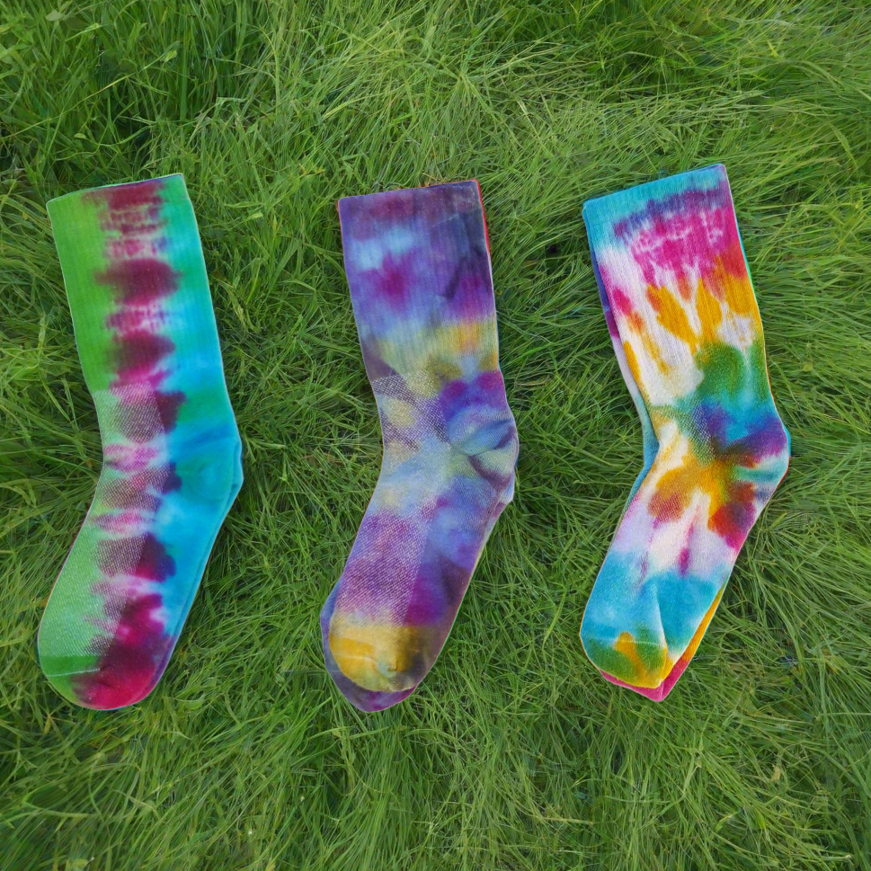 Bamboo tie dye sports socks gift set | Eco-reactive dyes | Hand Dyed in the UK | AbiDashery