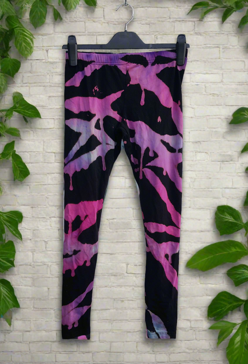 Women's Leggings Acid Wash Bleached size S Pink Blue Black