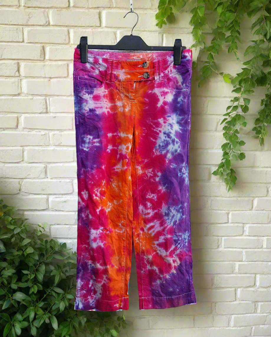 Tie Dye Trousers Women's size UK 6 / US 2 Orange Pink Purple