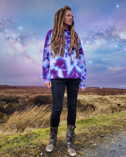 Amethyst Nights Tie Dye Hoodie | Organic Cotton | Sustainable Winter Fashion