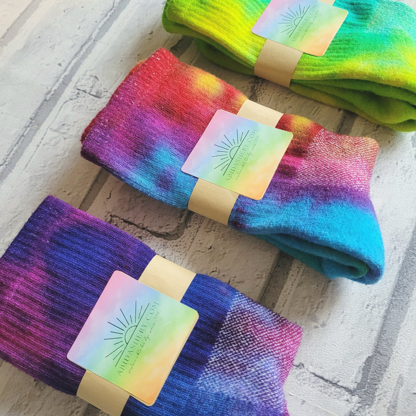 Tie dye bamboo sports socks | Hand dyed in small batches | AbiDashery