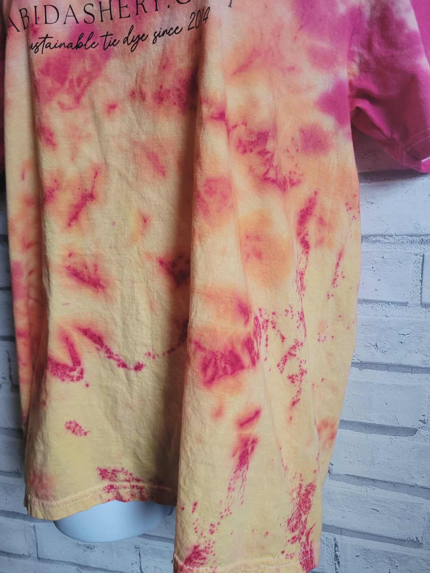 Pink & Yellow Scrunch Tie Dye Logo T-shirt in Organic Cotton
