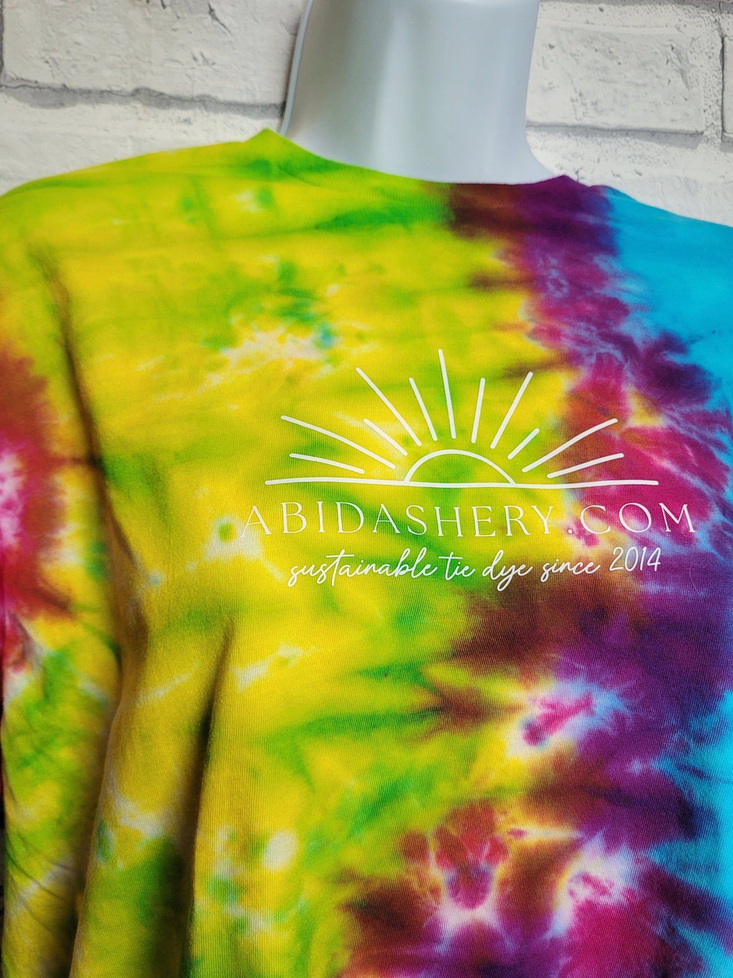 Neon Green Yellow Pink & Blue Tie Dye T-shirt Organic Cotton