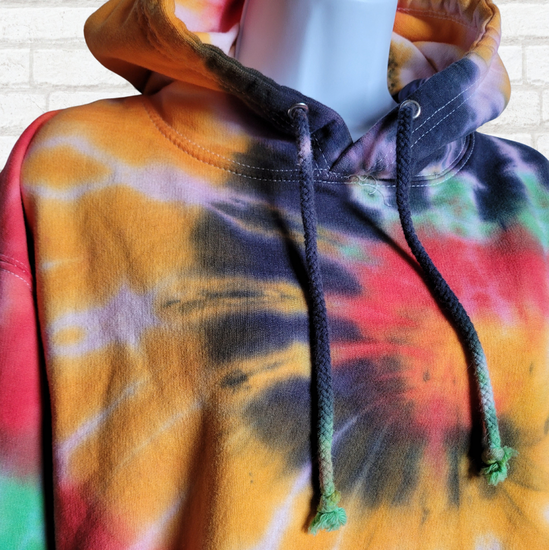 Rasta tie dye hoodie detail | Vibrant rasta colours | AbiDashery