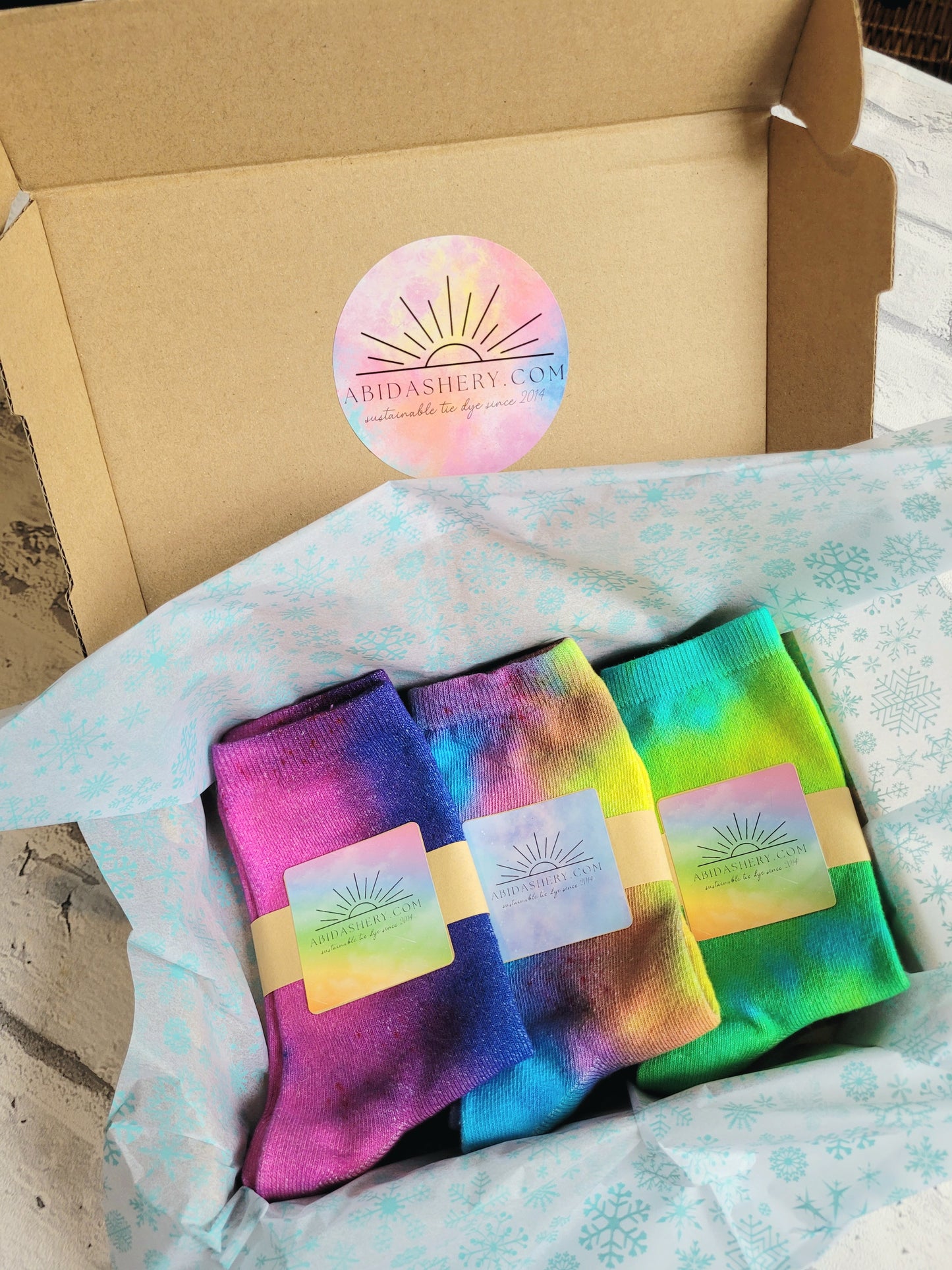 Hippie Tie Dye Bamboo Ankle Socks Gift Set (3 pairs)