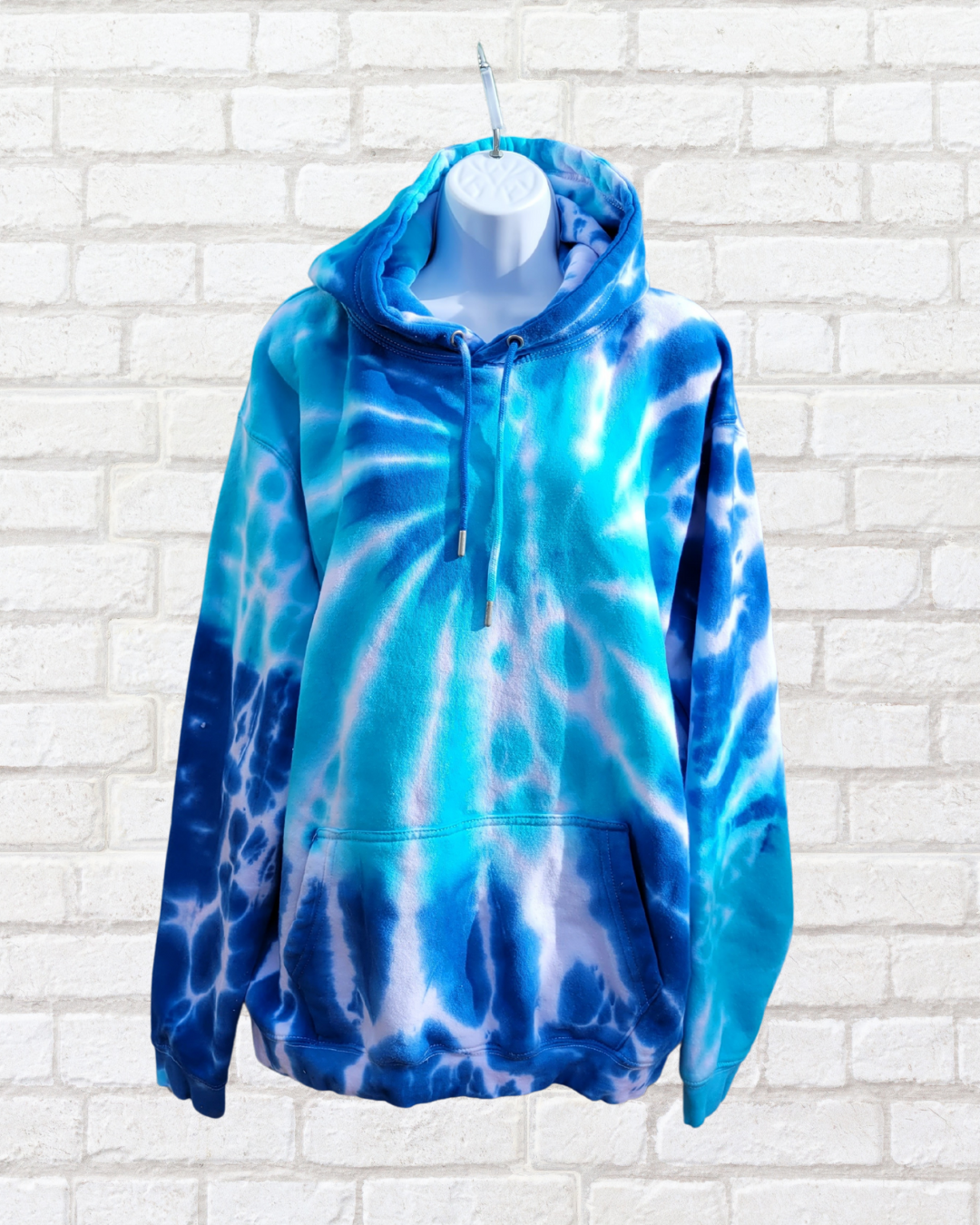 Blue Tie Dye Vegan Hoodie Organic Cotton