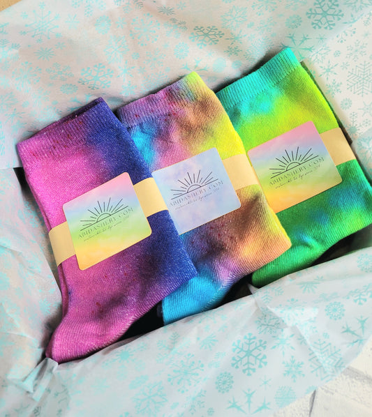 Hippie Tie Dye Bamboo Ankle Socks Gift Set (3 pairs)